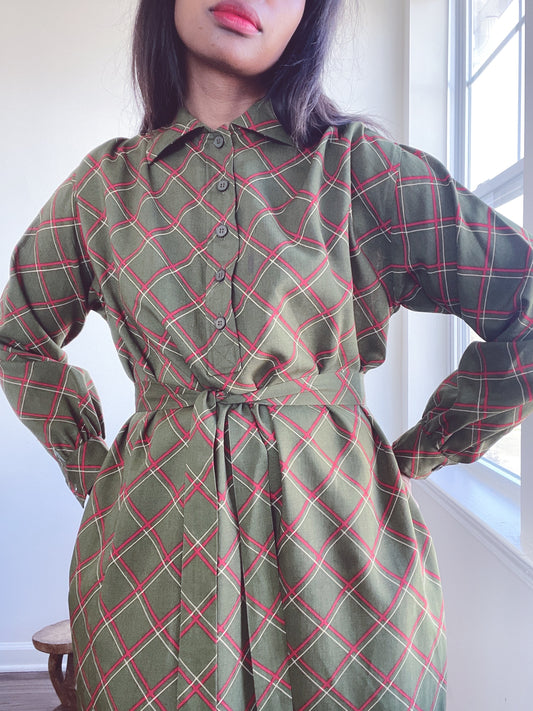 Vintage YSL RIVE GAUCHE Plaid Dress Smock