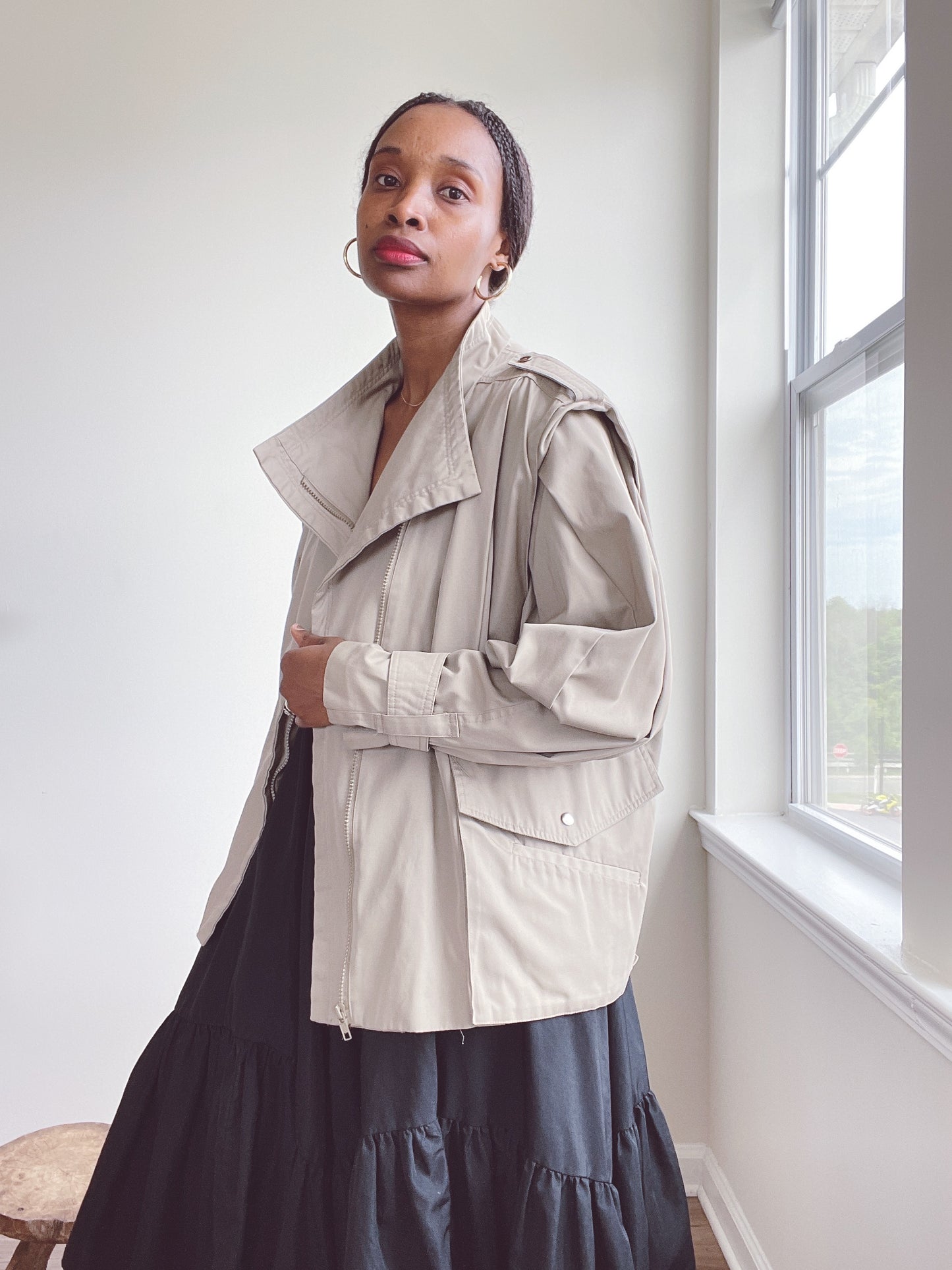 80s Cropped Trench Jacket