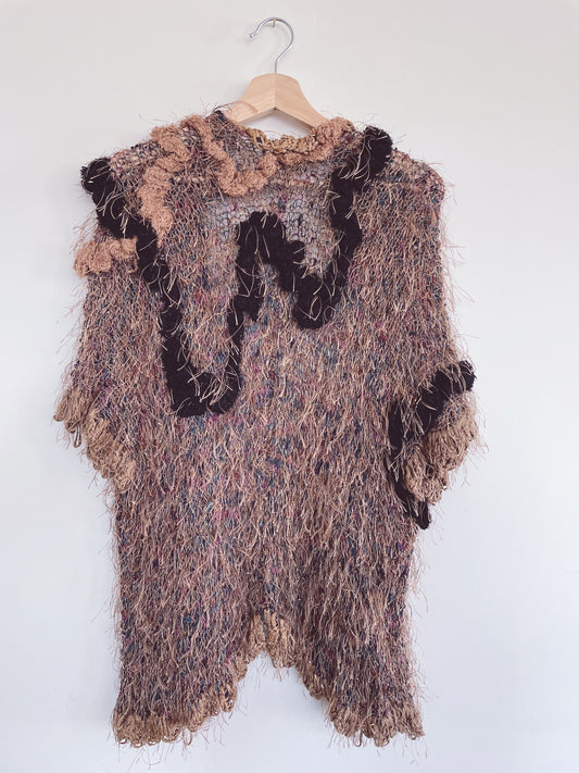 Knit Crochet Fringe Duster Cardigan