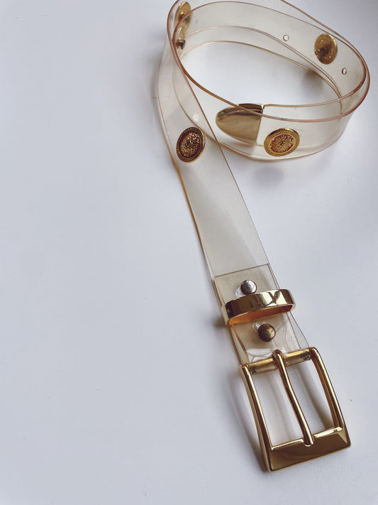 80s Gold Medallion Clear Belt