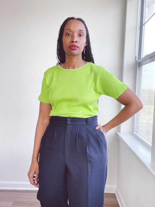 Acid Green Ribbed T-Shirt