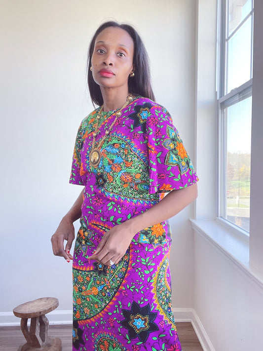 70s Hawaiian Kaftan Dress