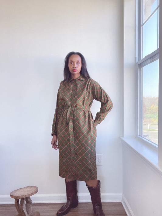 Vintage YSL RIVE GAUCHE Plaid Dress Smock
