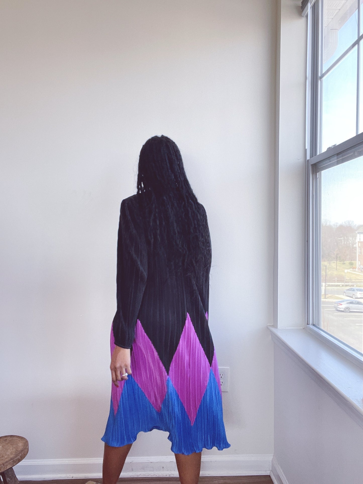 Harlequin Micro Pleat Vintage Dress