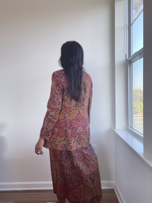 Vintage Paisley Skirt Suit 2 Pc