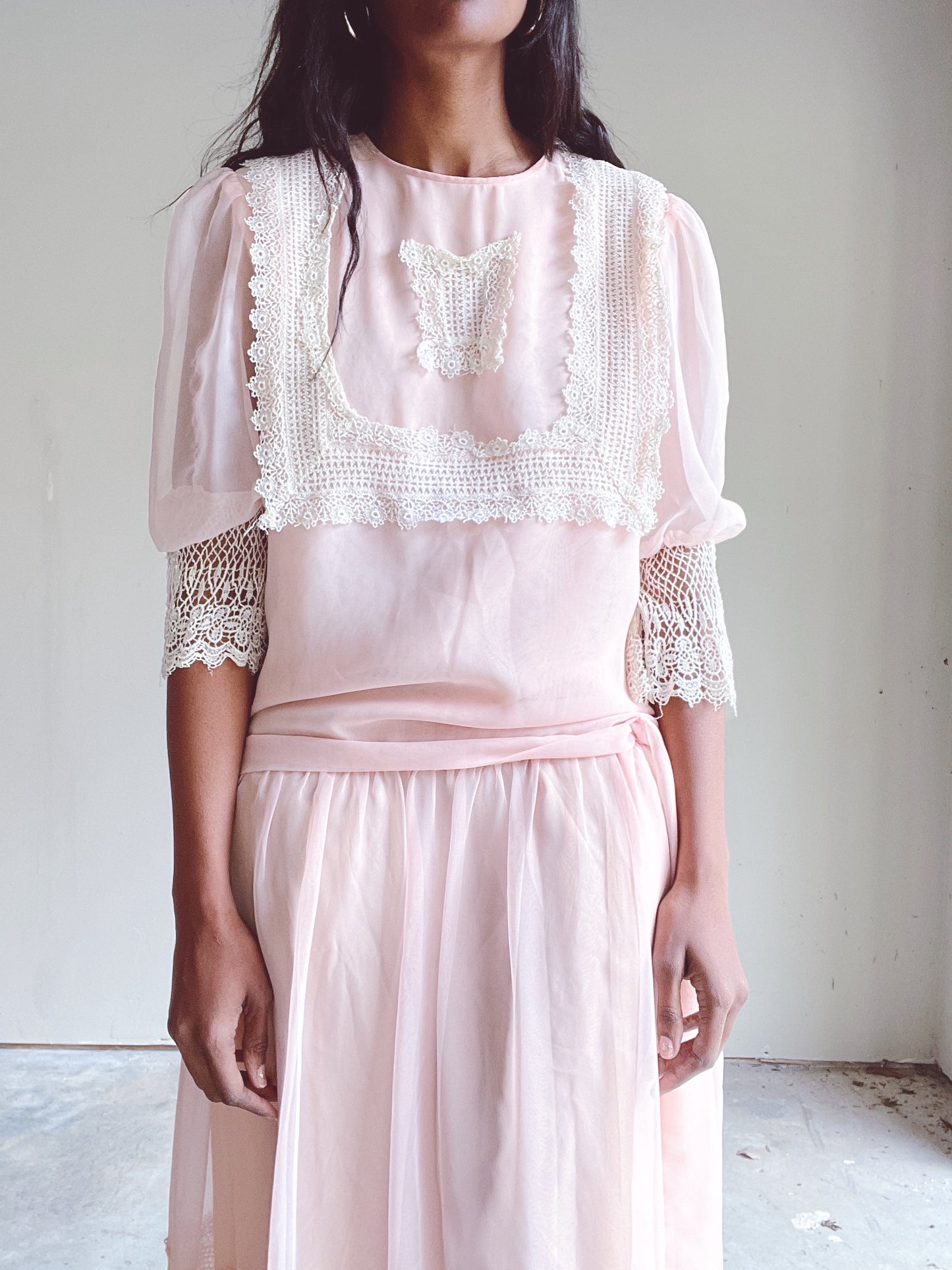 Blush Chiffon 20s Style Dress