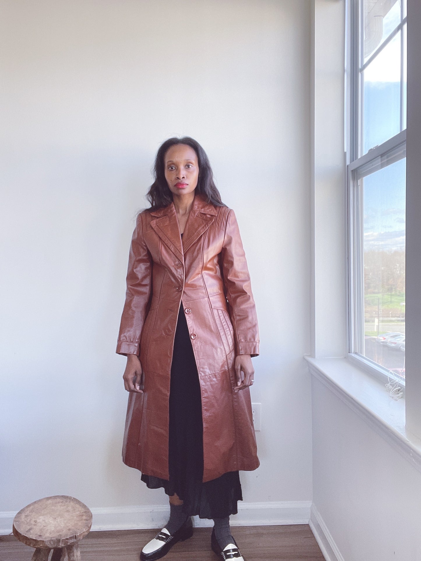70s Leather Trench Coat
