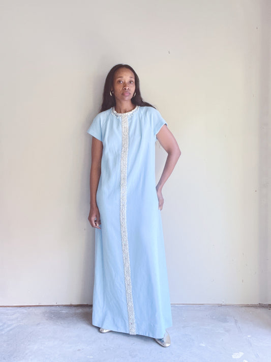 Powder Blue 60s Maxi Dress