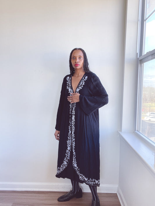 Embroidered Trim Duster