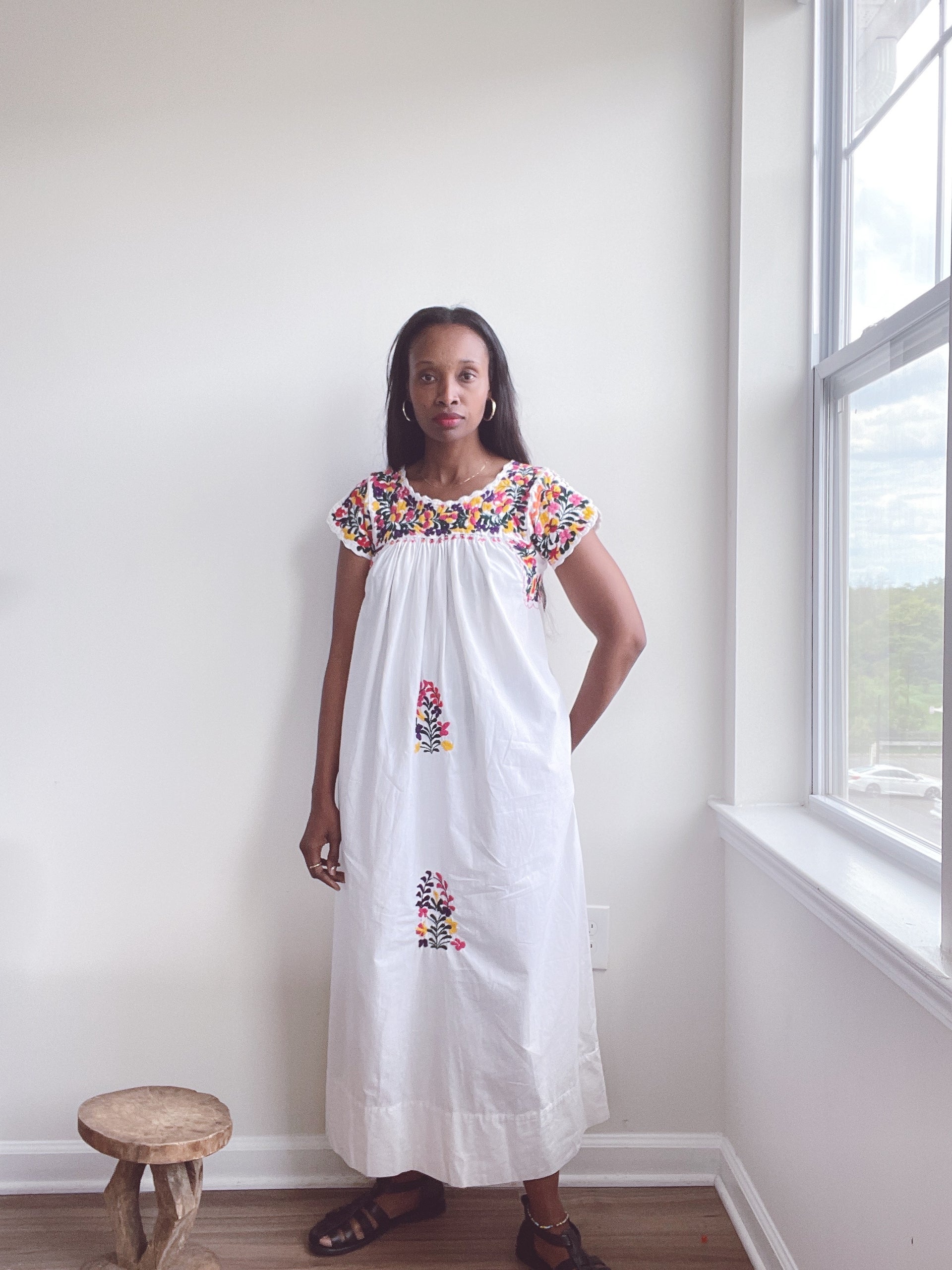 Vintage Oaxaca Huipil Embroidered Cotton Dress – Seventh Row
