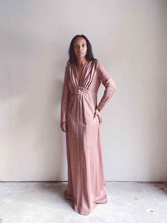 70s Evening Beaded Dress