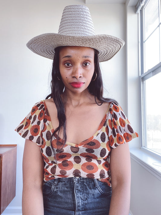 70s Psychedelic Scoop Neck Blouse