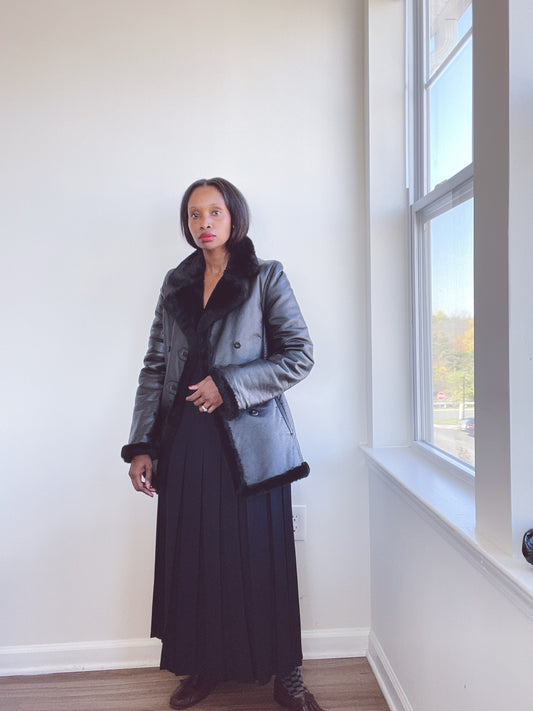 Black 70s Leather Coat