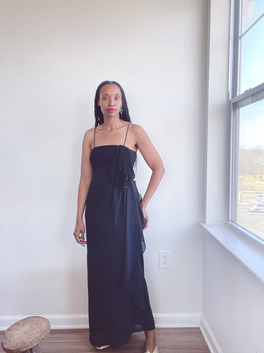 Ruffle Black Dress Vintage LBD