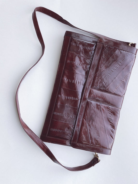 Vintage Oxblood Merlot Eel Clutch Purse