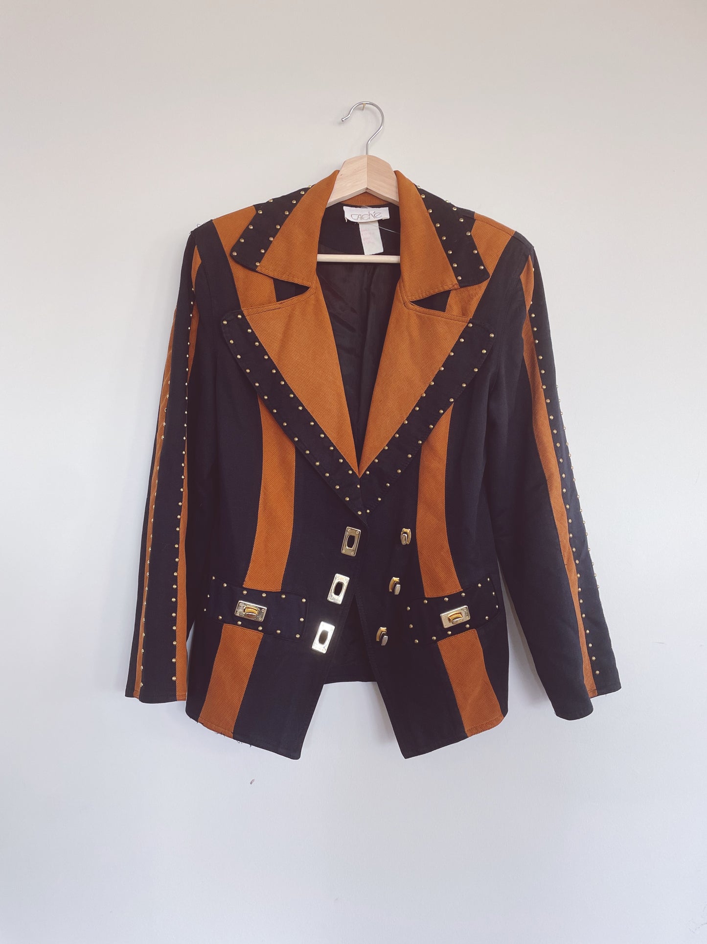 Caché Striped Studded Vintage Blazer Jacket
