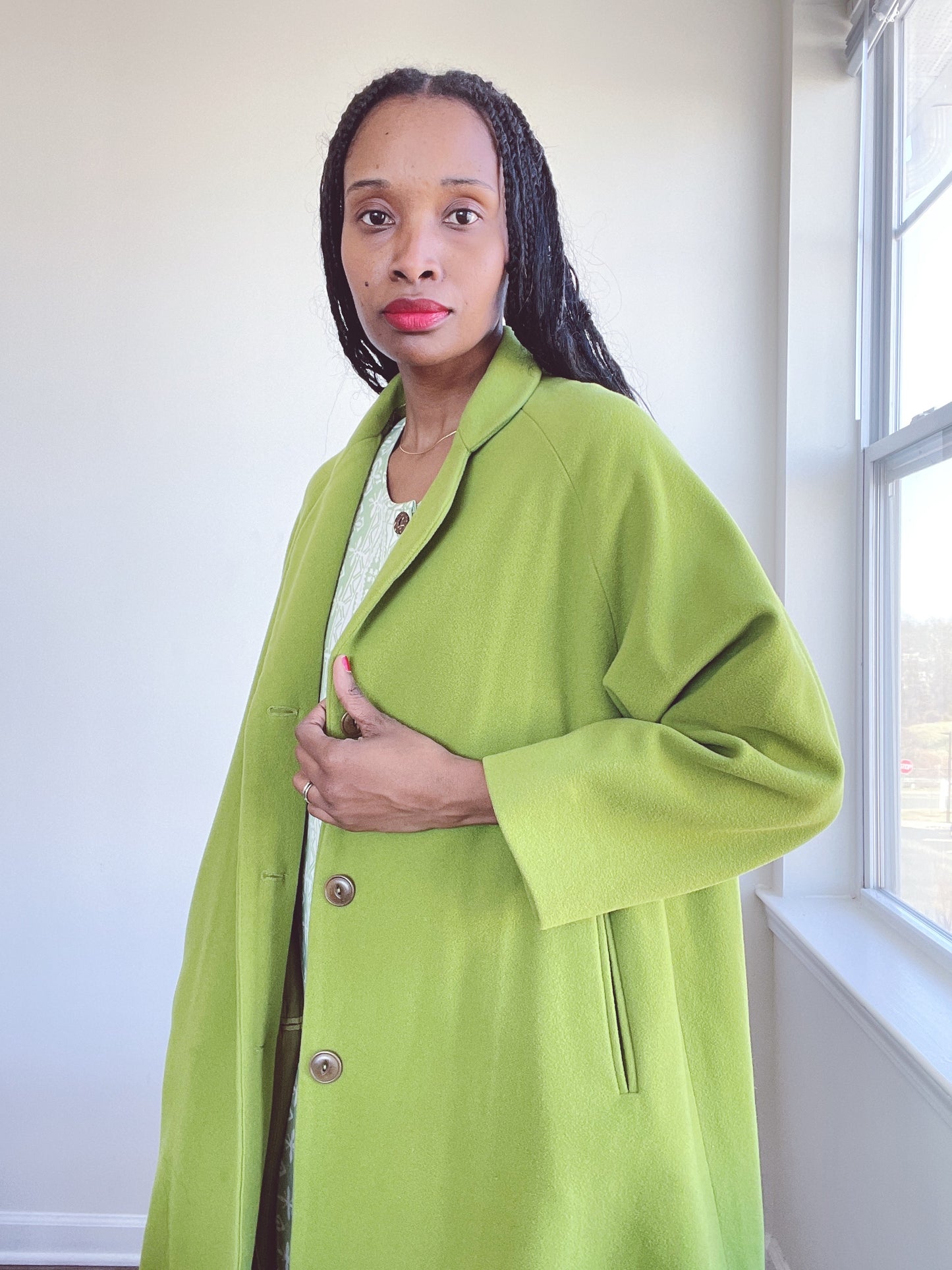 Cashmere Blend Green Coat