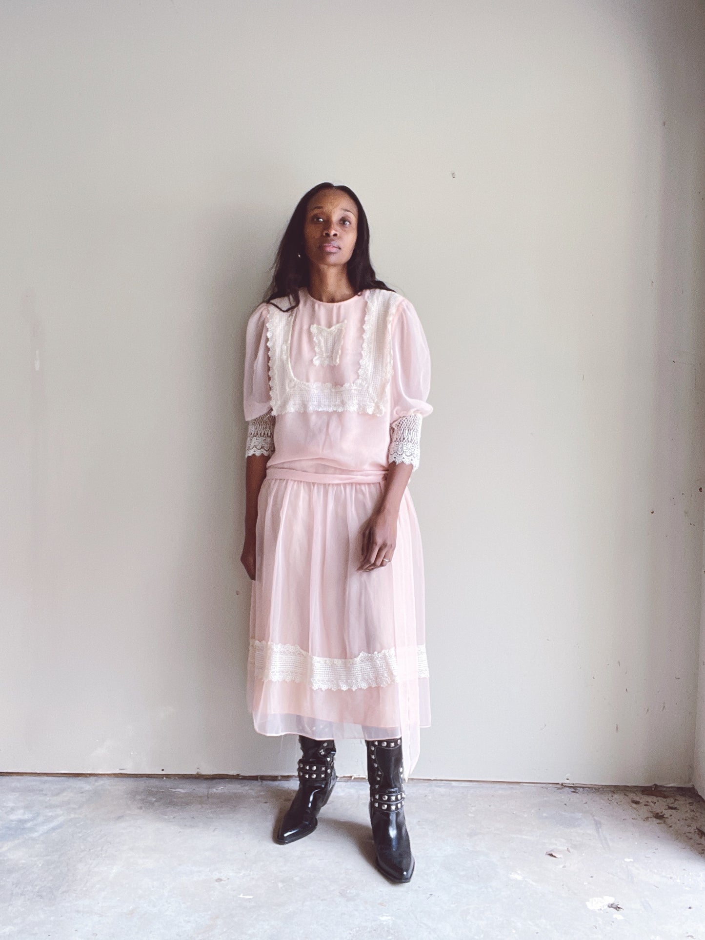 Blush Chiffon 20s Style Dress