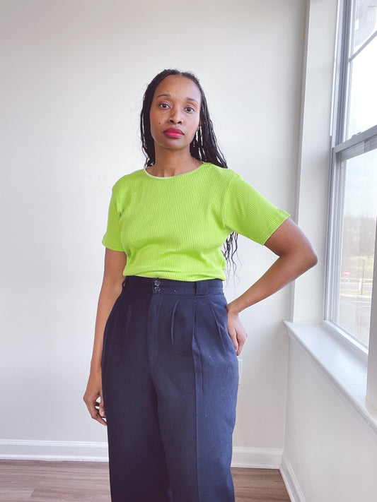 Acid Green Ribbed T-Shirt