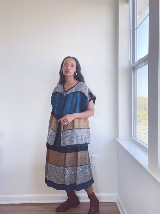 Vintage 2 Pc Skirt Duster Set