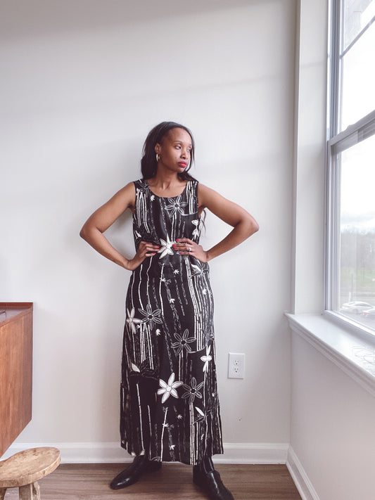 Vintage Linen Floral Dress