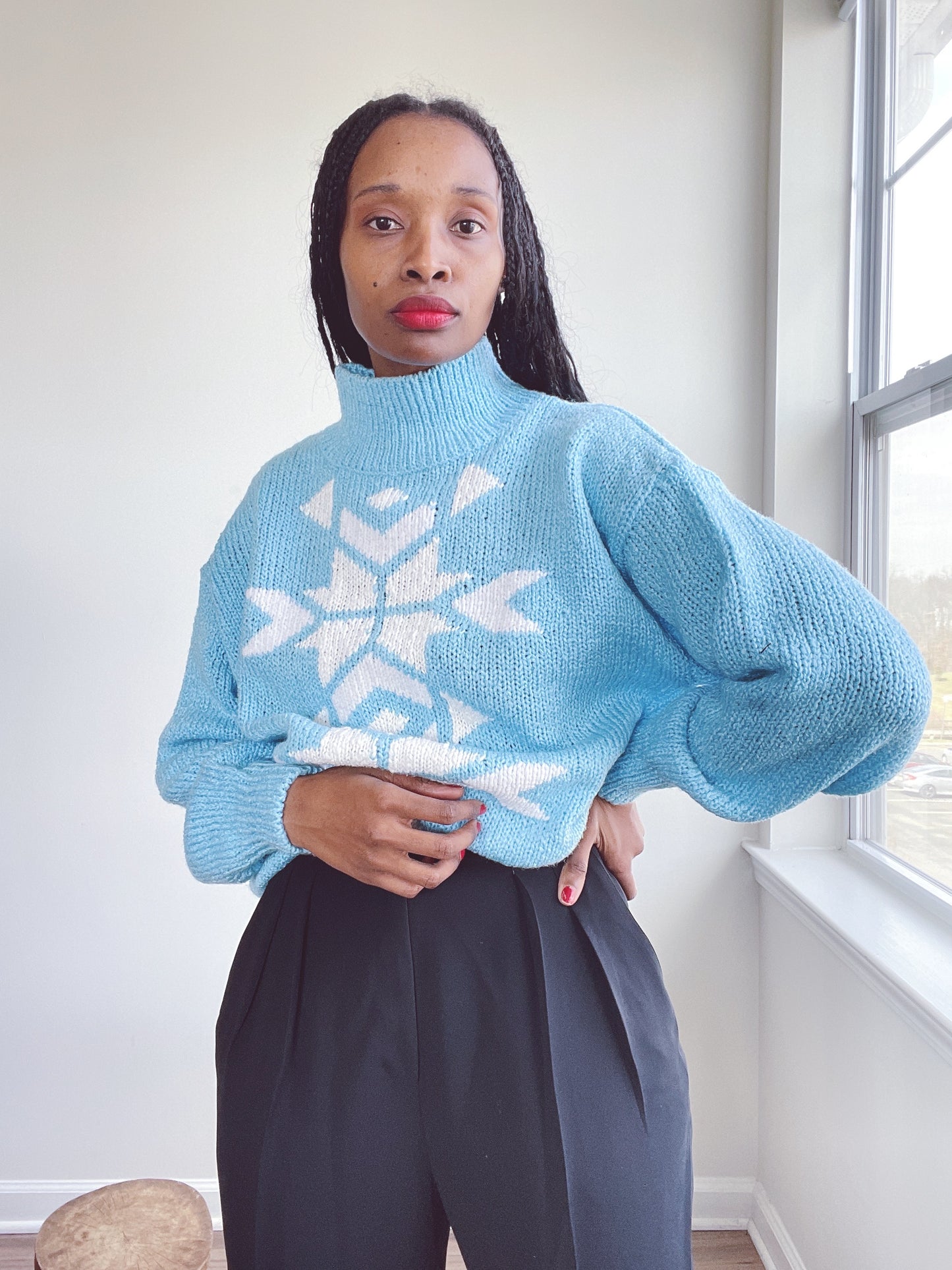 Vintage Snowflake Mockneck  Sweater