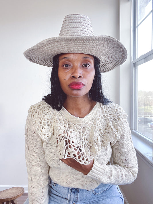 Floral Net Collar Sweater