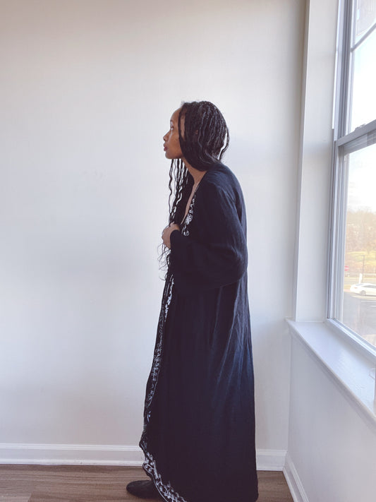 Embroidered Trim Duster