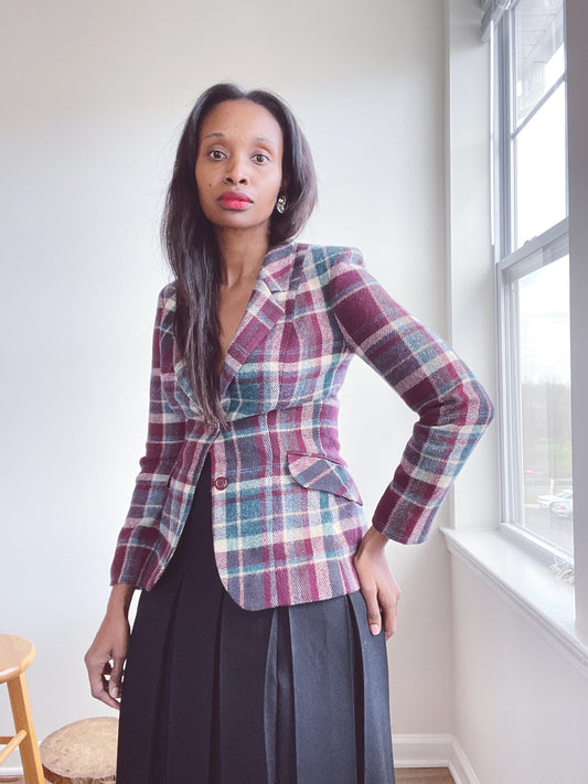 Vintage Plaid Blazer Jacket