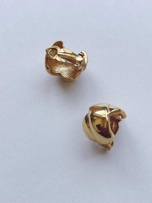 GIVENCHY Gold Tone Metal Knot Clip On Earrings