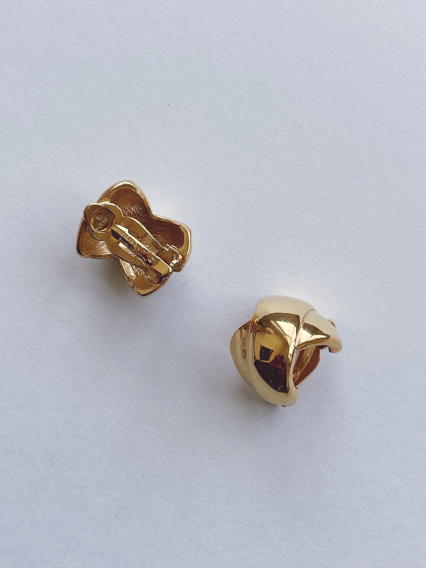 GIVENCHY Gold Tone Metal Knot Clip On Earrings