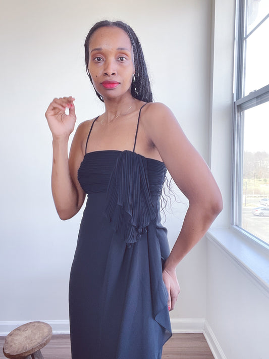 Ruffle Black Dress Vintage LBD
