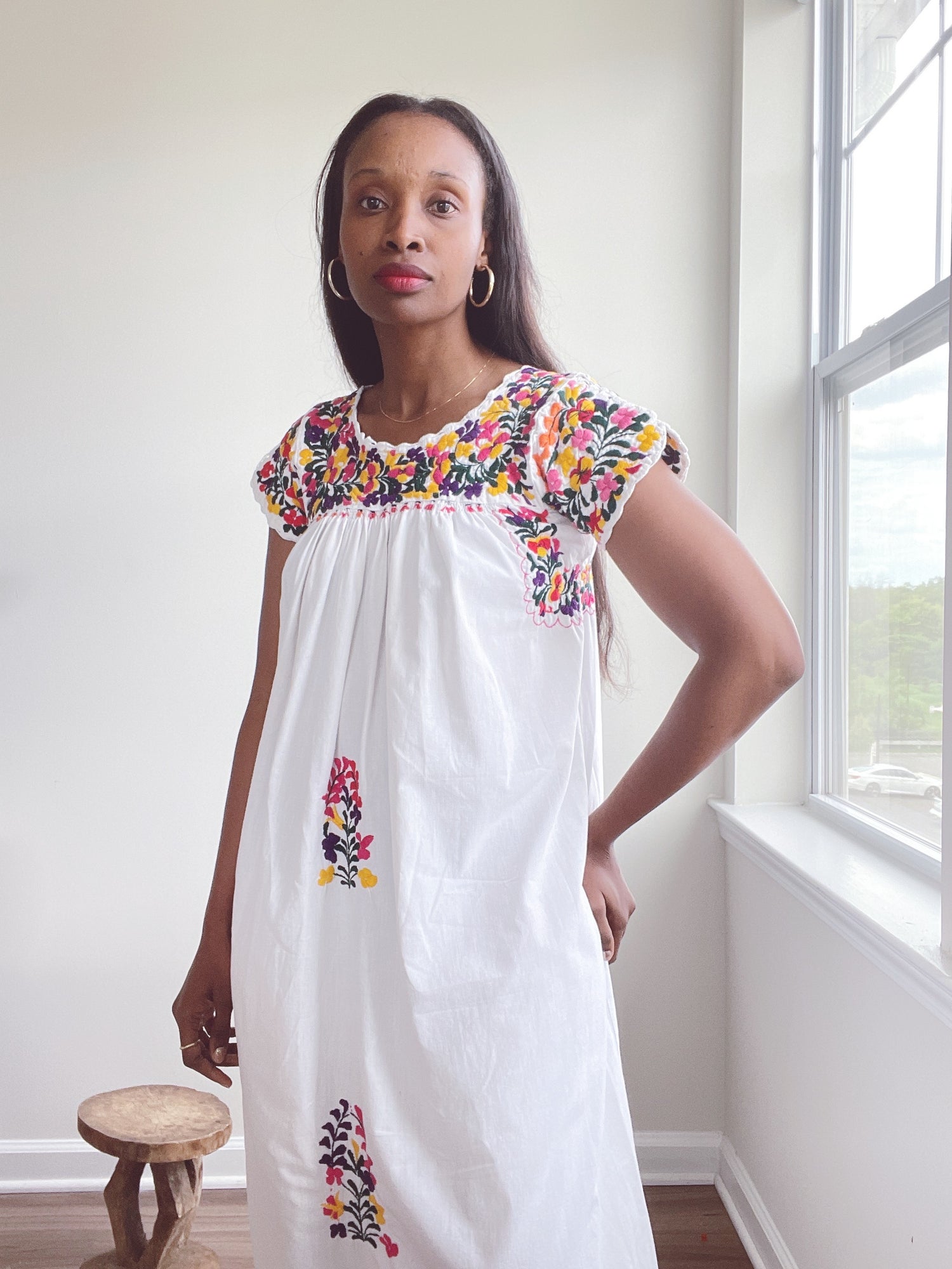 Vintage Oaxaca Huipil Embroidered Cotton Dress Seventh Row Vintage Oaxaca Huipil Embroidered Cotton Dress Seventh Row