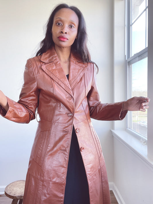 70s Leather Trench Coat