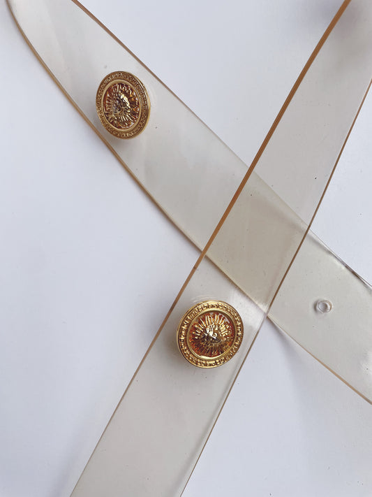 80s Gold Medallion Clear Belt