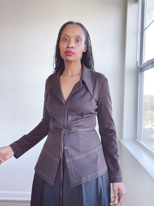 Vintage Dagger Collar Shirt Blazer